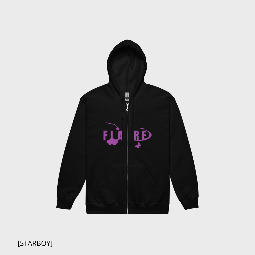 FLARE [STARBOY] (black) zip-hoodie (men/women)